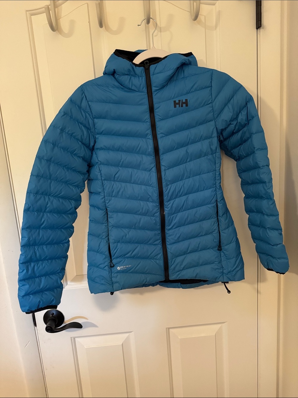 Helly Hansen Bright Blue Quilted Down Hooded Puffer Jacket